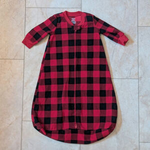 Carter's 9 month unisex sleep sack fleece red black buffalo plaid 2 way zip